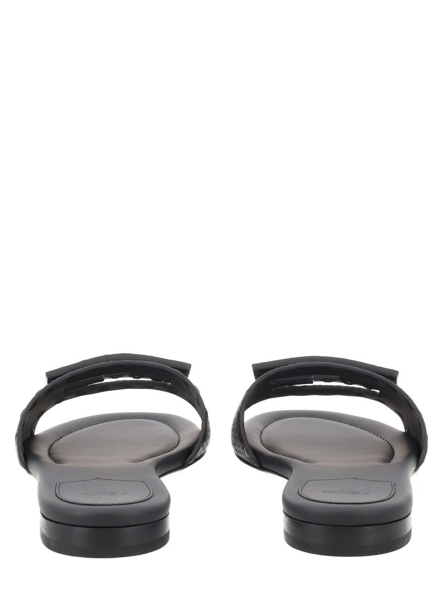 Fendi Women's Slide Baguette in Pelle Nera Black