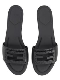 Fendi Women's Slide Baguette in Pelle Nera Black