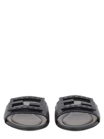 Fendi Women's Slide Baguette in Pelle Nera Black