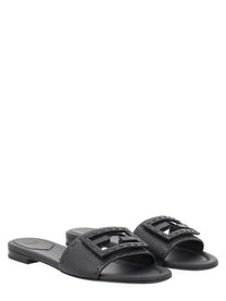 Fendi Women's Slide Baguette in Pelle Nera Black