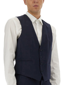 HUGO BOSS Men's Slim Fit Vest Blue