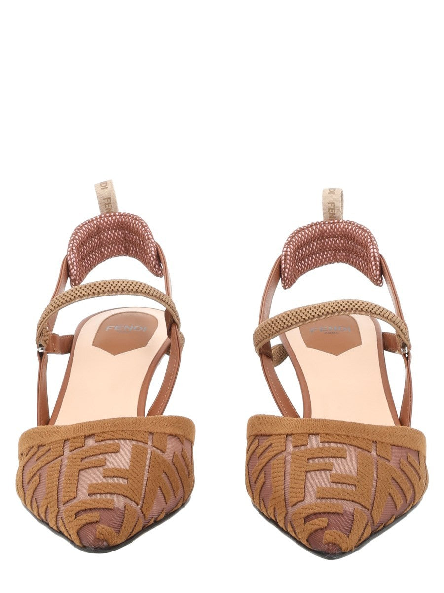 Fendi Women's Slingback Colibrì Lite Con Tacco Medio Beige