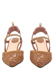 Fendi Women's Slingback Colibrì Lite Con Tacco Medio Beige