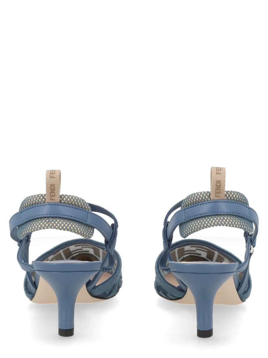 Fendi Women's Slingback Colibrì Lite Con Tacco Medio Blue