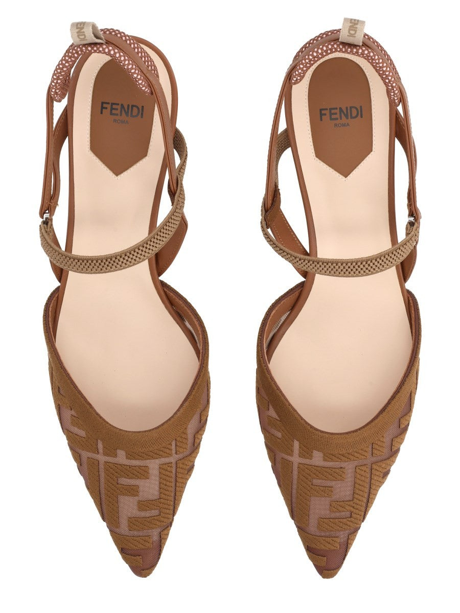 Fendi Women's Slingback Colibrì Lite Con Tacco Medio Beige