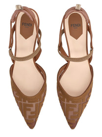 Fendi Women's Slingback Colibrì Lite Con Tacco Medio Beige