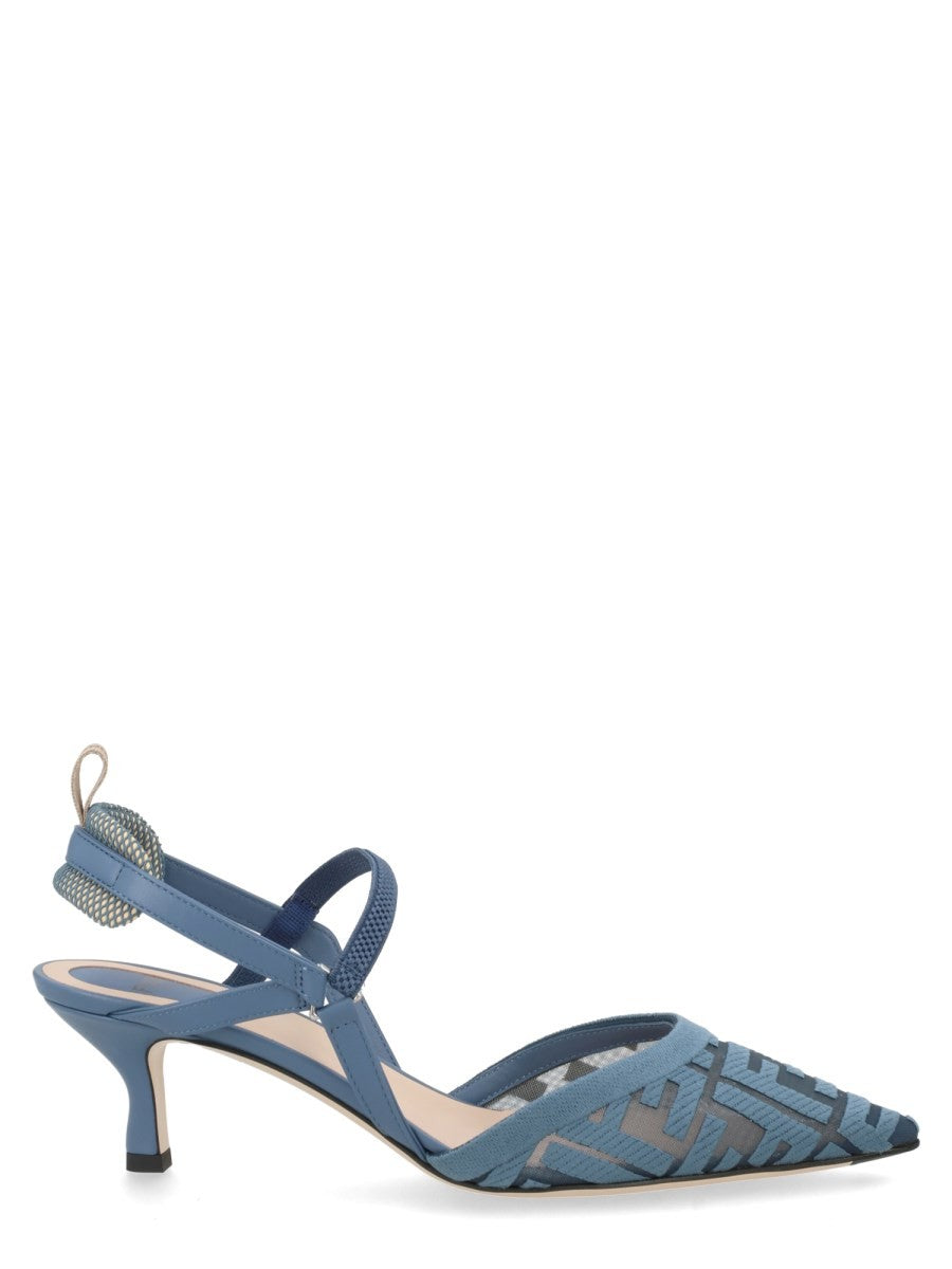 Fendi Women's Slingback Colibrì Lite Con Tacco Medio Blue