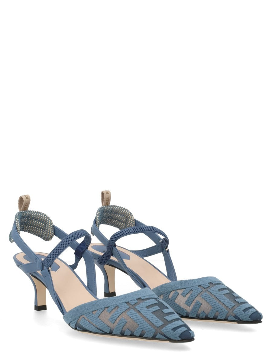 Fendi Women's Slingback Colibrì Lite Con Tacco Medio Blue