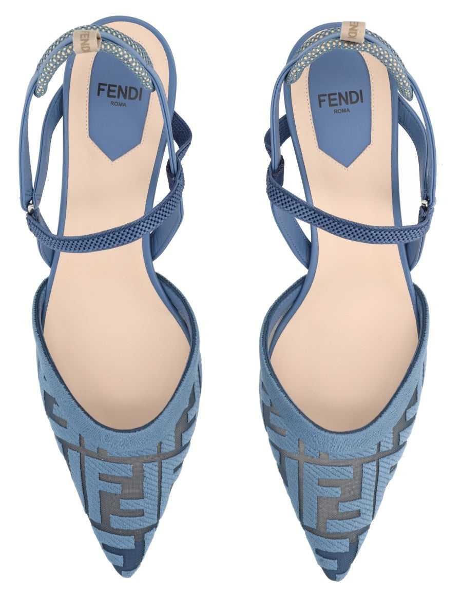 Fendi Women's Slingback Colibrì Lite Con Tacco Medio Blue