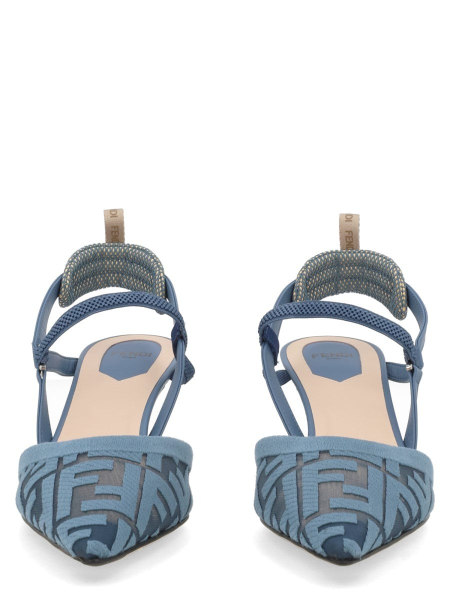 Fendi Women's Slingback Colibrì Lite Con Tacco Medio Blue