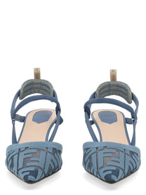 Fendi Women's Slingback Colibrì Lite Con Tacco Medio Blue