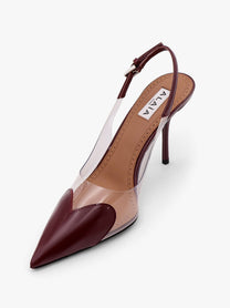 ALAÏA Women's Slingbacks Leather and Pvc Pumps Red
