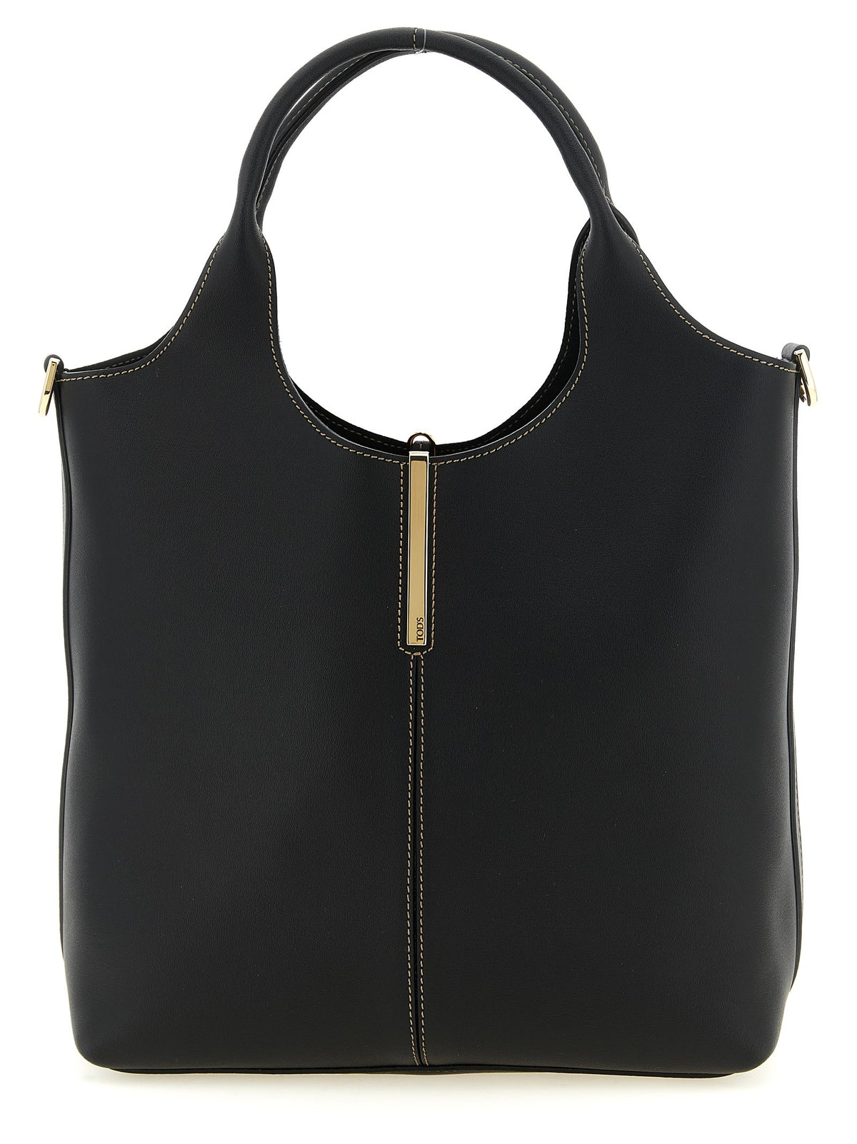 Tod's Small Metal Plate Shopping Bag Black