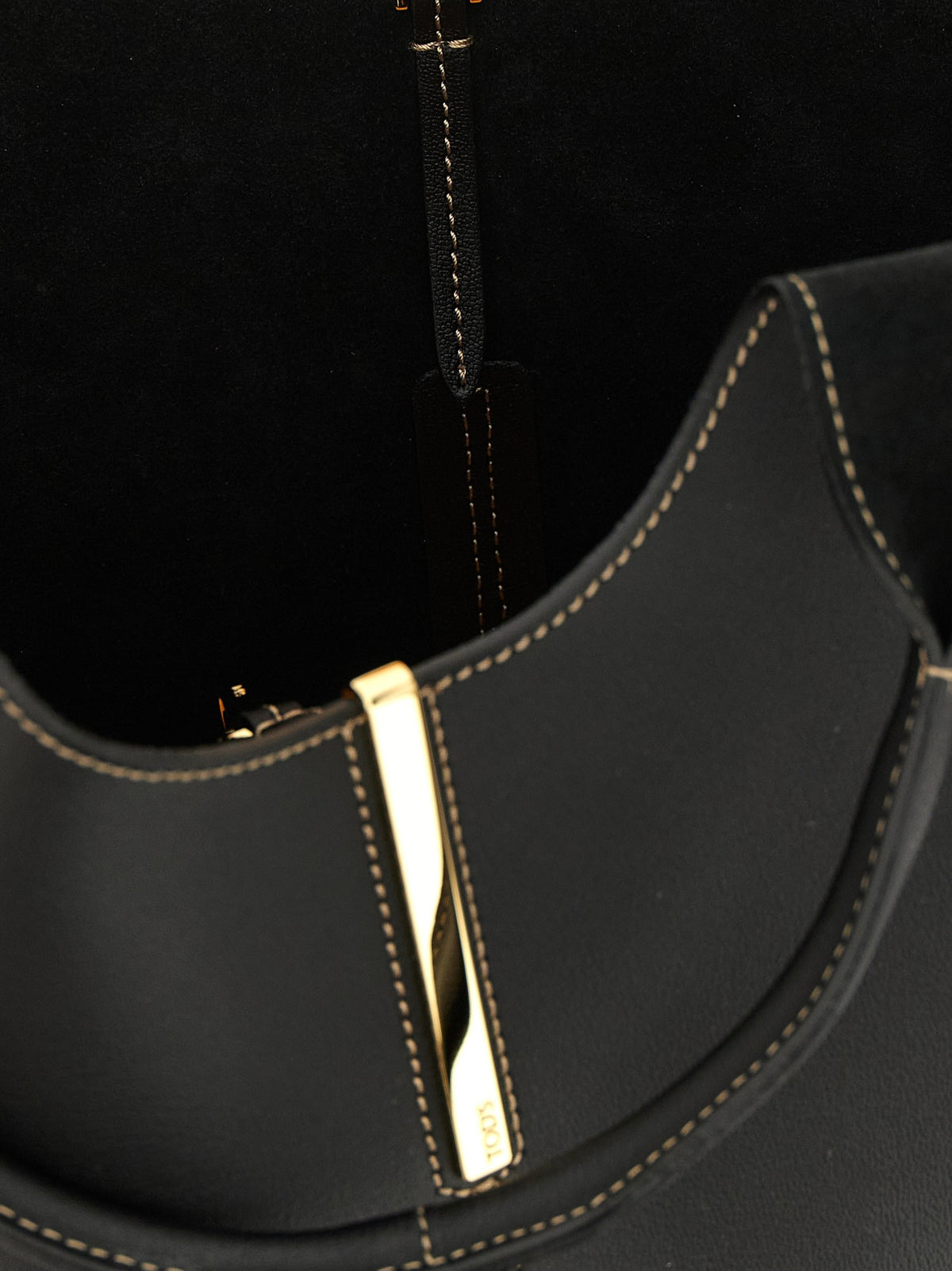 Tod's Small Metal Plate Shopping Bag Black