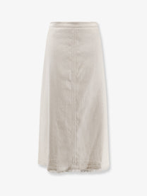 S Max Mara Women's Smmfiocchi Linen and Cotton Skirt White