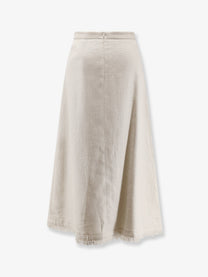 S Max Mara Women's Smmfiocchi Linen and Cotton Skirt White