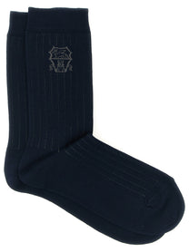 Brunello Cucinelli Socks Coat of Arms of Solomeo Blue