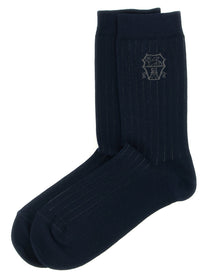 Brunello Cucinelli Socks Coat of Arms of Solomeo Blue