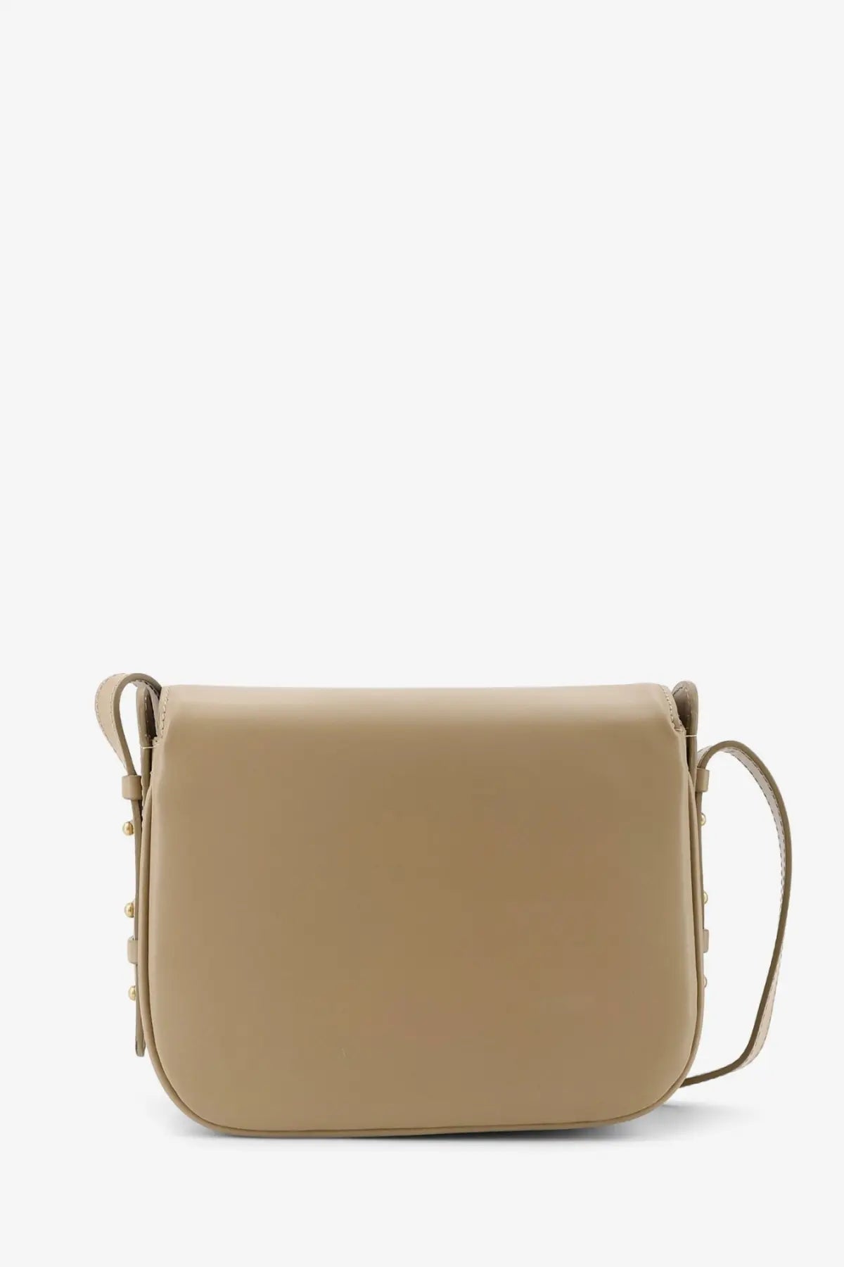 Soeur women’s Bellissima mini beige leather crossbody bag with gold-tone hardware and minimalist design