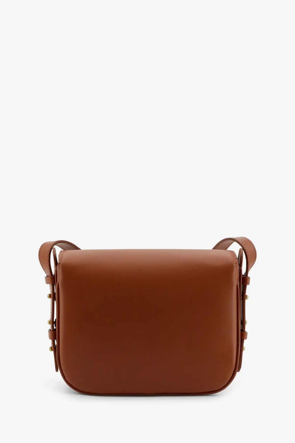 Soeur womens bellissima mini leather crossbody bag in caramel brown with minimalist design and gold-tone hardware accents
