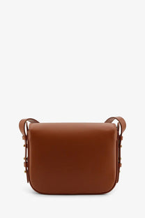 Soeur womens bellissima mini leather crossbody bag in caramel brown with minimalist design and gold-tone hardware accents