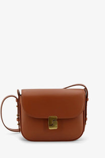 Soeur women’s bellissima mini crossbody bag in tan leather with gold clasp and adjustable strap