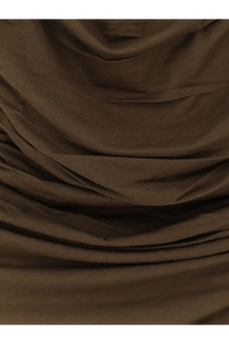 Soft draped brown cotton blend fabric with gentle folds and sheen for soeur women’s irina top green