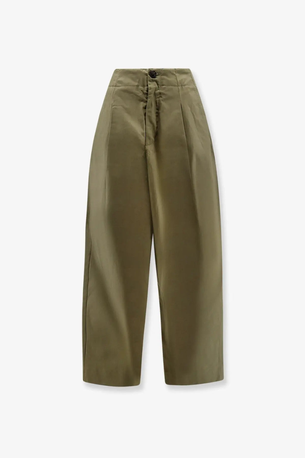 Soeur women’s daley olive green high-waisted wide-leg pants with button closure pleated front organic cotton