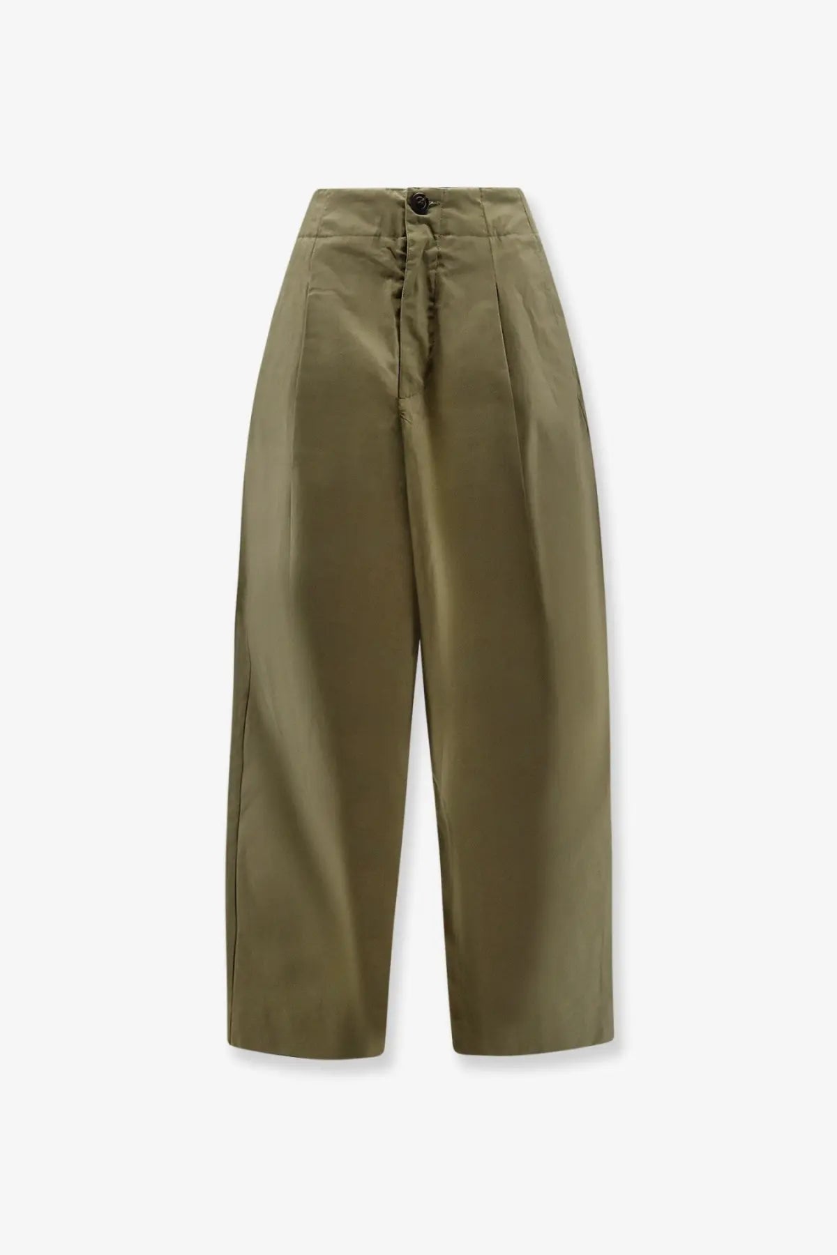 Soeur women’s daley olive green high-waisted wide-leg pants with button closure pleated front organic cotton