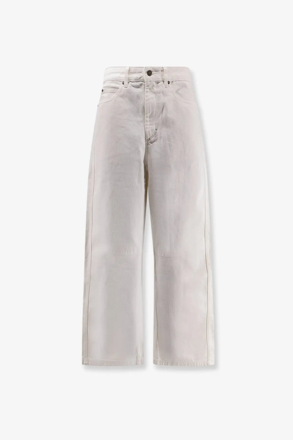 Cream-colored wide-leg denim jeans in a minimalist design from soeur womens eliott denim trousers white collection