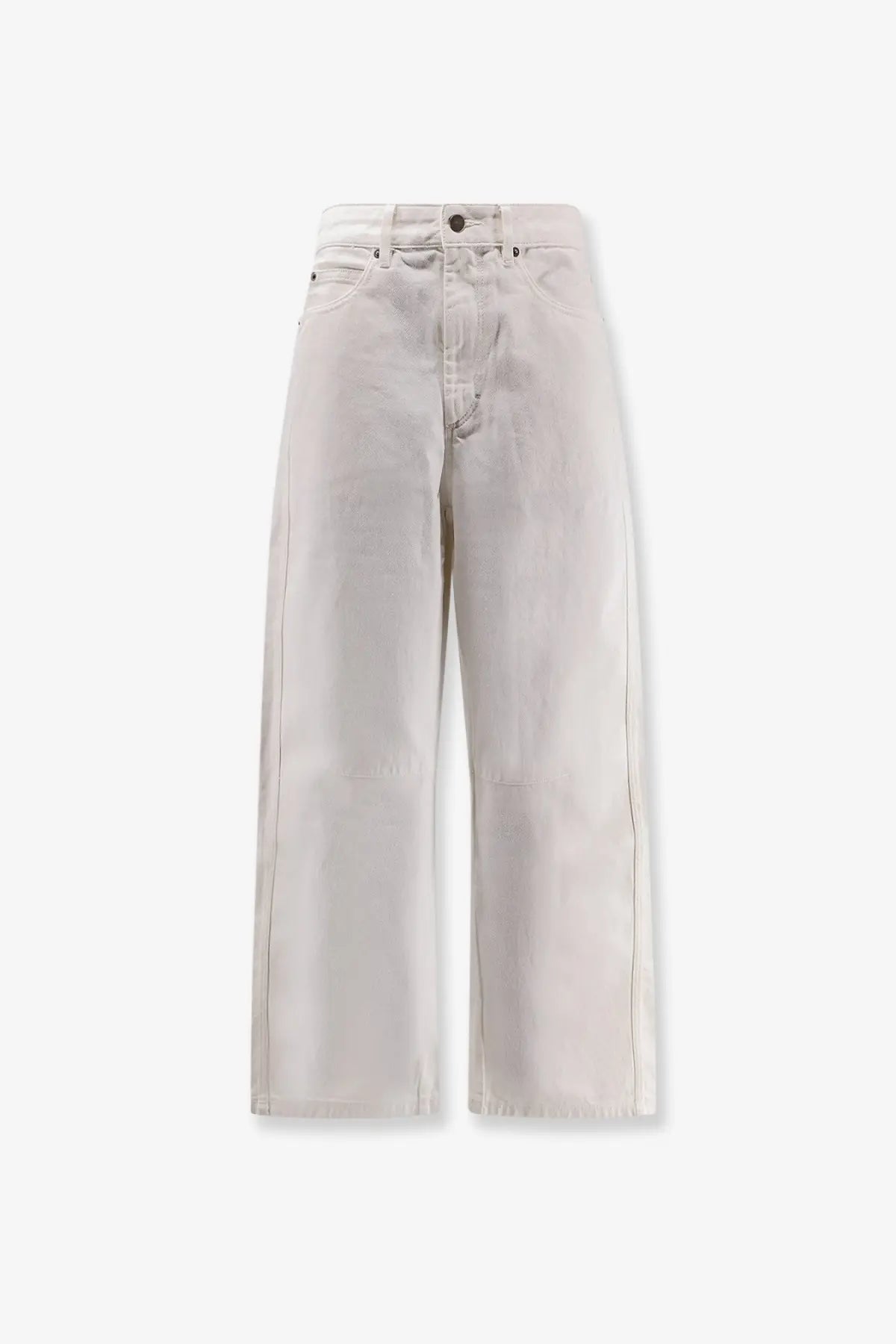 Cream-colored wide-leg denim jeans in a minimalist design from soeur womens eliott denim trousers white collection