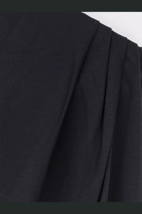 Black pleated organic cotton fabric with smooth matte texture from soeur women’s gemma long dress