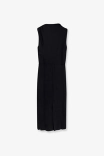 Soeur women’s gemma black sleeveless long dress with fitted bodice and straight-cut skirt in organic cotton