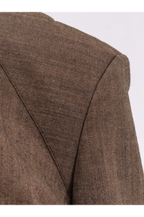 Brown textured wool blazer shoulder with precise stitching in soeur womens giovana virgin wool sweater brown