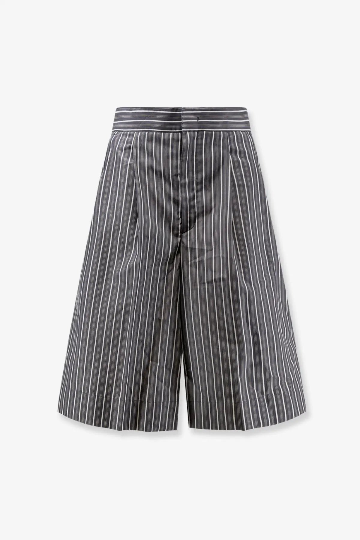 Soeur women’s henna black and white striped high-waisted wide-leg cotton bermuda shorts front view