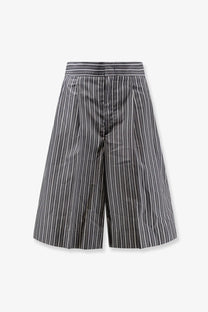 Soeur women’s henna striped cotton bermuda shorts in sleek black and white vertical high-waisted wide-leg style
