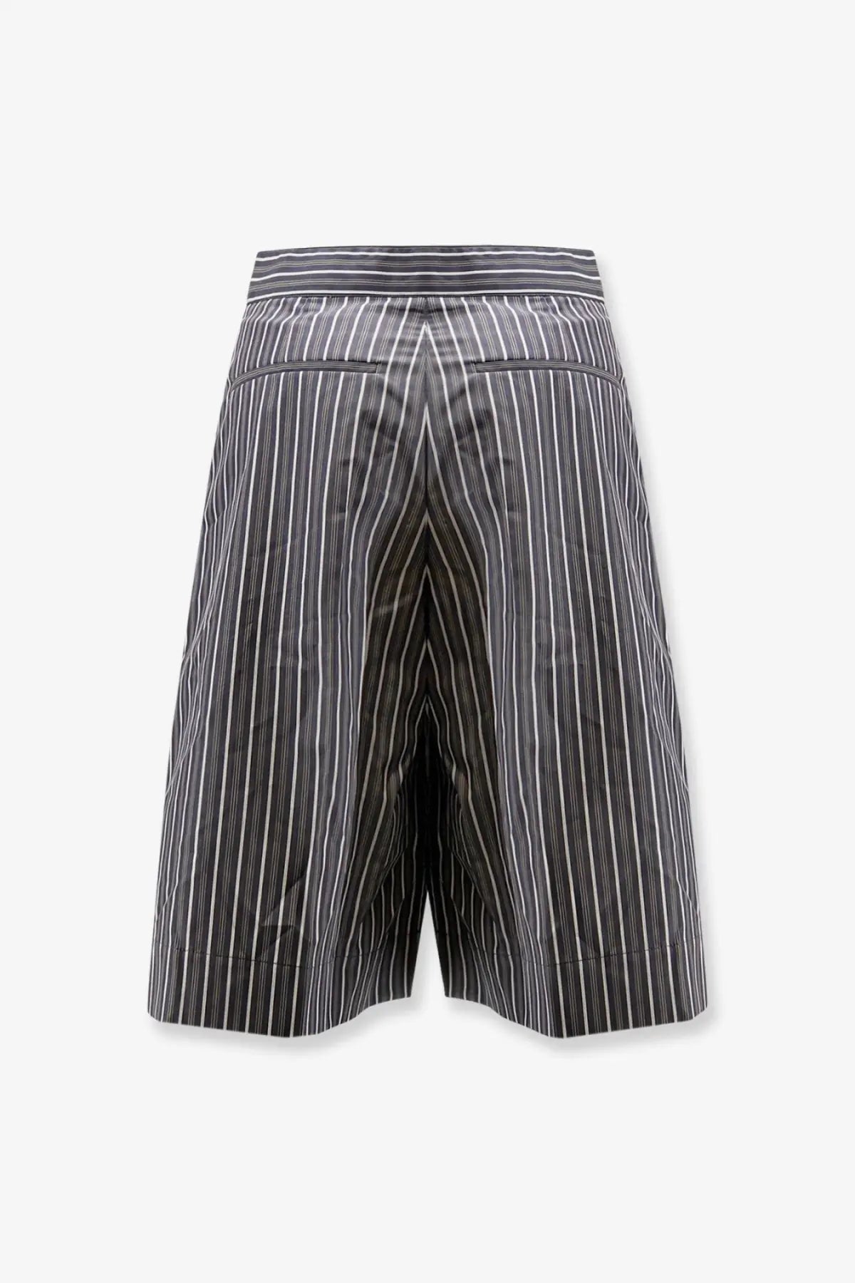 Soeur women’s henna striped cotton bermuda shorts in black with white vertical stripes and a relaxed wide-leg cut