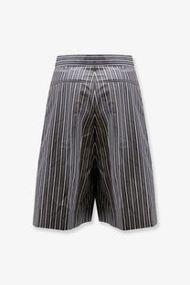 Soeur women’s henna striped cotton Bermuda shorts in black with white vertical stripes and relaxed wide-leg fit