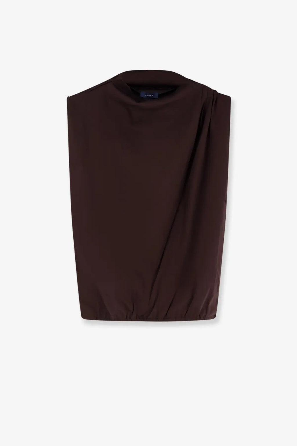 Soeur women’s idris organic cotton top in brown with a sleek sleeveless design and draped neckline in soft fabric