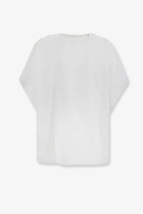 Soeur women’s Issa organic cotton top white lightweight loose fitting with short sleeves and round neckline