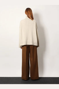 Soeur women’s william merino wool turtleneck sweater in cream with oversized knit and ribbed cuffs and hem