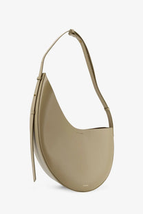 Soeur women’s Winona leather crossbody bag in beige with a sleek minimalist design and adjustable shoulder strap
