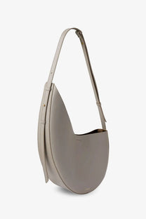 Soeur women’s winona leather crossbody bag in grey taupe leather with slender adjustable strap and gold-tone hardware
