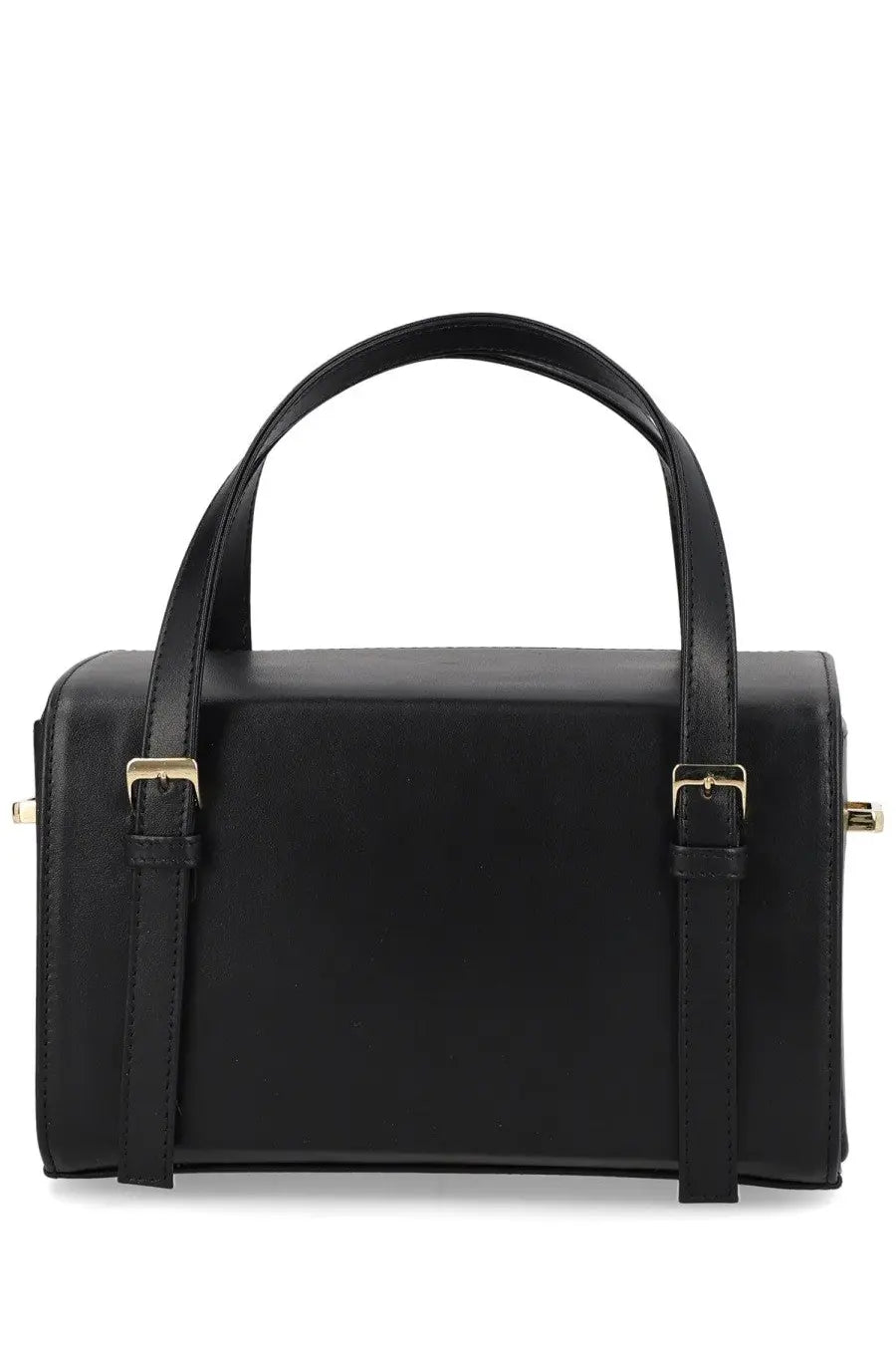 Black leather sofia women’s mini belmondo bag with gold-tone hardware and structured rectangular shape