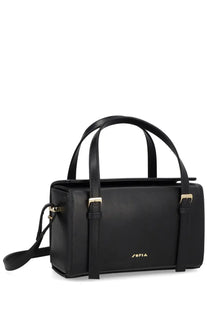 Black leather Sofia women’s mini Belmondo bag in black with gold-tone hardware and minimalist design