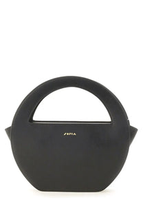 Black circular handbag sofia women’s mini edda bag with sleek minimalist design and gold-tone sofia branding on front