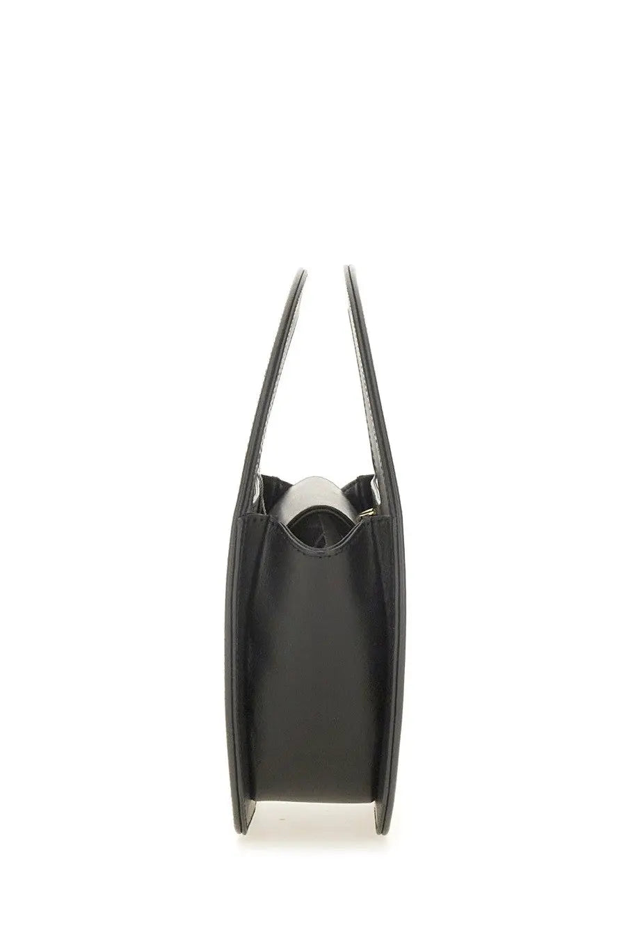Black leather Sofia women’s mini edda bag with sleek minimalist design and structured silhouette