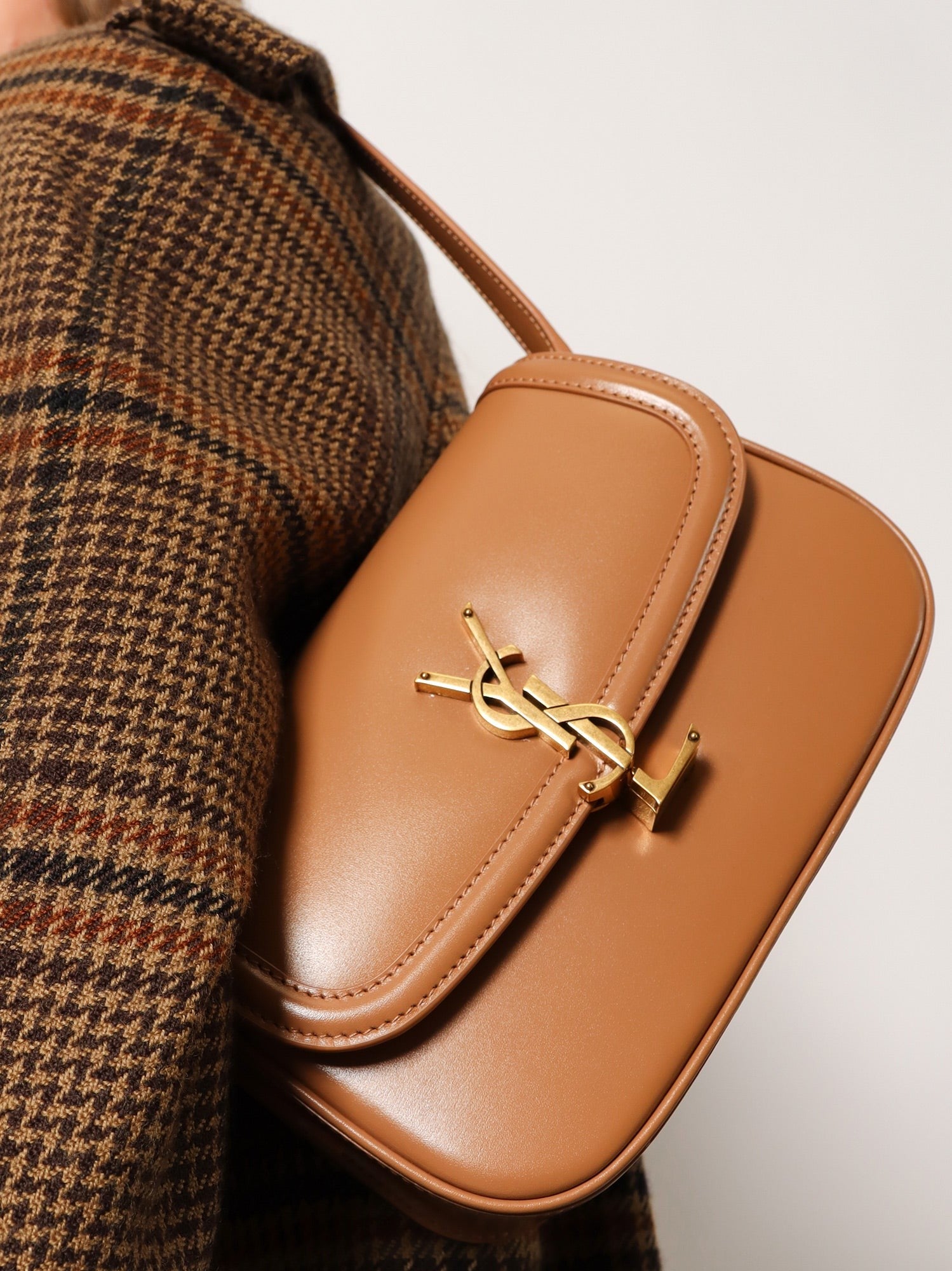 Saint Laurent Women's Solferino Leather Shoulder Bag Brown