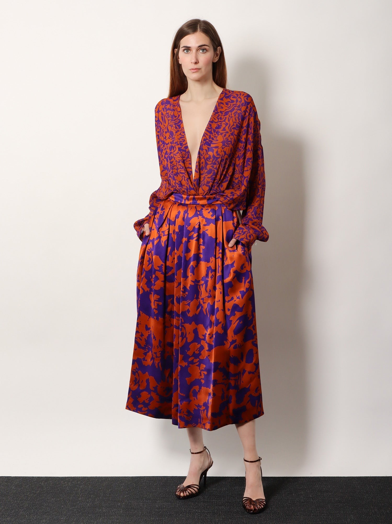 Dries Van Noten Women's Soni Skirt in Printed Viscose Orange