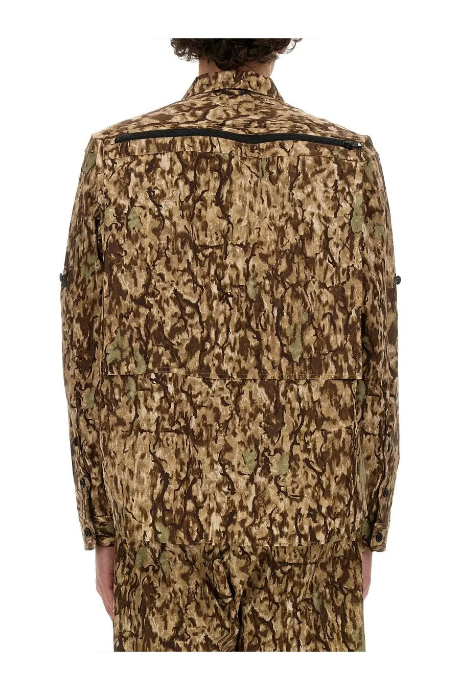 South2 west8 men’s brown and beige camouflage print jacket with black zipper accents in a lightweight fabric